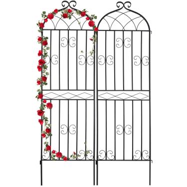 Imagem de HIHADUUM Pacote Com 2 Treliças De Metal Arqueadas 183 Cm Altura X 49 Largura Para Plantas Trepadeiras Ao Ar Livre, Decorativas Altas E Resistentes À Ferrugem, Perfeitas Rosas, Videiras, Vegetais Flo