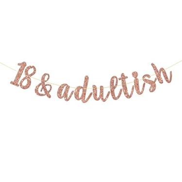 Imagem de RoadSea Faixa de 18 anos e adultos - Artigos de guirlanda de feliz aniversário de 18 anos - Cheers to 18 anos - Decorações de festa de aniversário de 18 anos - Glitter ouro rosa