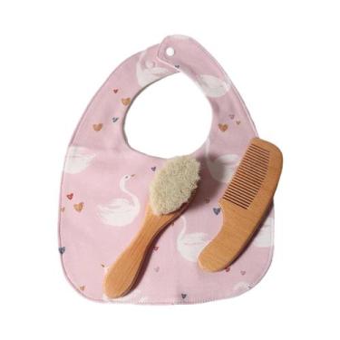 Imagem de Conjunto De Escova E Pente Para Bebê Recém-Nascido, Pente De Madeira D