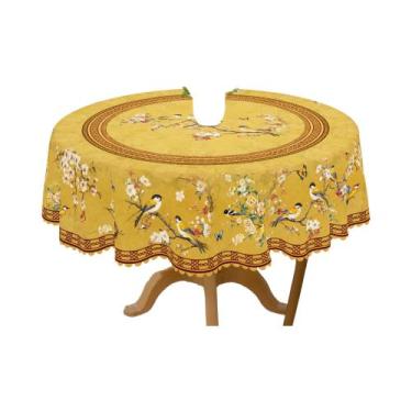 Imagem de Toalha De Mesa Retro Com Estampa De Flores E Pássaros Redonda Quadrada