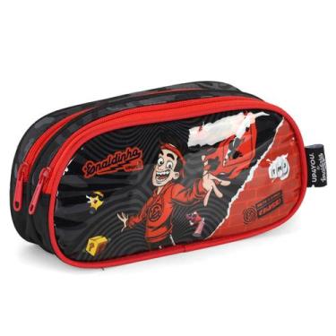 Imagem de Estojo Enaldinho Escolar Youtuber Duplo Divisórias Preto - Luxcel