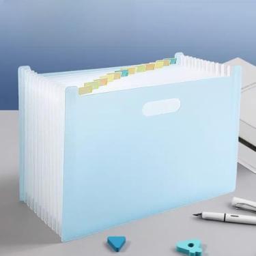 Imagem de Organizador de Arquivos com 25 Bolsos Expansível A4, Pasta Sanfonada Plástica para Documentos, Classificação por Cores, Fechamento Seguro e Fácil Transporte (13 grades)