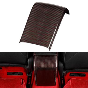 Imagem de JSWAN Acabamento da tampa traseira do apoio de braço do console central de fibra de carbono real apto para Civic Type r FL5 Typer Center apoio de braço traseiro capa de proteção de chute brilhante