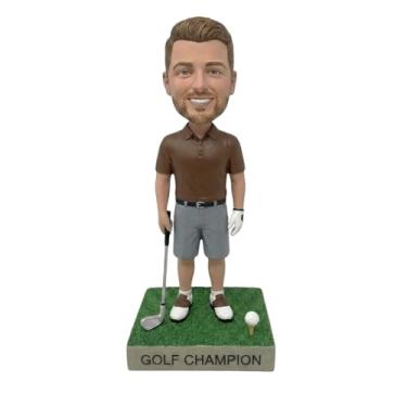 Imagem de Bobblehead de golfista masculino personalizado a partir da foto - pose personalizada de taco de golfe em polo, presente para entusiastas de golfe e pais