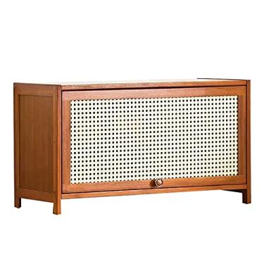 Imagem de Armário de sapatos de bambu com portas de vime moderno organizador de armazenamento de sapatos de entrada para corredor, banheiro, cozinha, armário de sapato, armário de armazenamento de sapatos