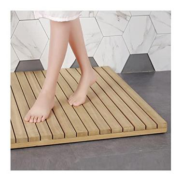 Imagem de Tapetes de banho de madeira de bambu, tapete de banho de bambu, tapete de banho antiderrapante, tapete de madeira para banheira, spa e sauna, chuveiros, banheiras, pisos, personalizável, 75 x 100 cm