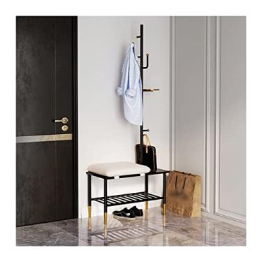 Imagem de SLGGPJBU Suporte para cabideiro, suporte de roupas, moderno banco de sapatos, prateleira de roupas, chapéu multifuncional, bolsa de mão, armazenamento de jaqueta, corredor, entrada e escritório
