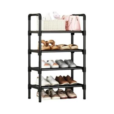 Imagem de Prateleira De Sapatos Pequena Multi-camadas Preta Simples Para Armazen