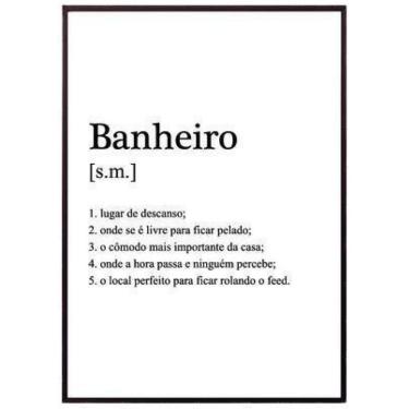 Imagem de Quadro Decorativo Banheiro Significado Moldura Preta 24X18Cm