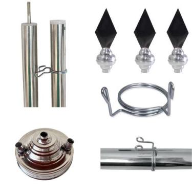 Imagem de Kit Triplo Completo para Hasteamento de Bandeiras _ 1 Base 3 Furo 3 Ma