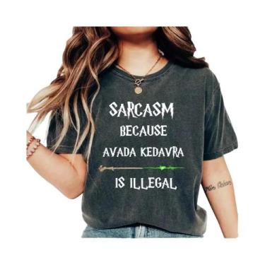 Imagem de Camiseta Feminina Retrô Magic Wand Sarcasm Y2K De Algodão Avada Kedavr