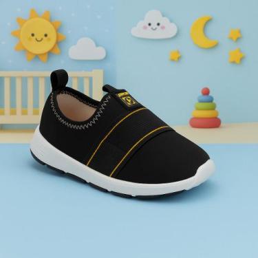 Imagem de Tênis Infantil Menino Pimpolho Sport Neo Calce Fácil Sem Cadarço, Pret