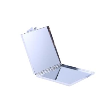 Imagem de Espelho de maquiagem portátil dobrável compacto pequeno invólucro de metal quadrado duplo leve para mulheres