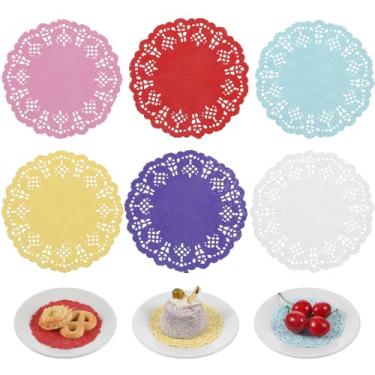 Imagem de Doilies de papel, 120 peças de toalhas de renda de 8,5 cm, jogo americano redondo descartável para mesas, bandejas de sobremesa, festa, artesanato, casamento, aniversário, bolos, utensílios de mesa