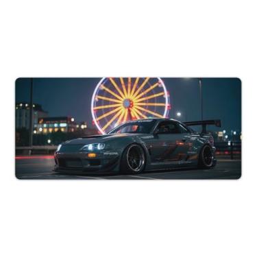 Imagem de HouLaiZhe Tapetes de mouse esportivos JDM RX7 roda gigante para jogos JDM tapetes de mesa de carro grandes para teclado de mesa de computador 40 x 90 cm