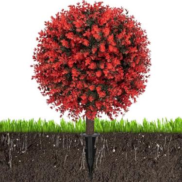 Imagem de Plantas artificiais de buxo ao ar livre, buxo resistente a UV de 58 cm - Topiaria falsa, plantas artificiais | para quintal, pátio, , gramado, entrada de automóveis, passarela, decoração de