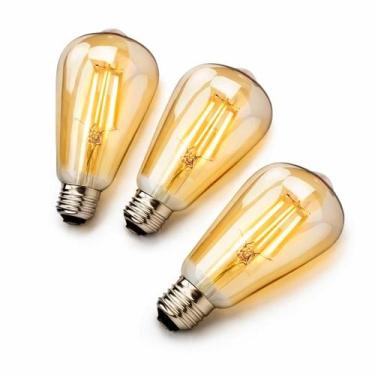Imagem de Kit 3 Lâmpada Filamento De Led St64 Retro Vintage E27 Bivolt Ambar Bra