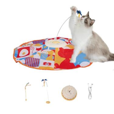 Imagem de Brinquedo interativo para gatos | Teaser de movimento com varinha - brinquedos de perseguição de animais de estimação de movimento automático | para gatinhos pequenos e grandes salas de raças internas