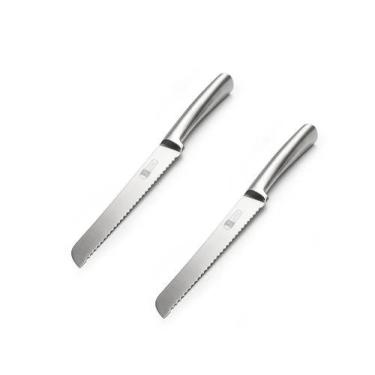 Imagem de Kit 2 Facas P/ Pão Bolo Inox Fatiar Profissional Serrilhada - James F