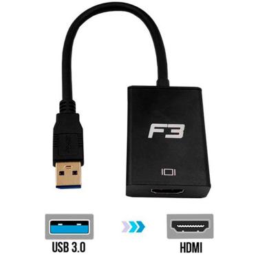Imagem de Cabo Adaptador Conversor Usb 3.0 Para Hdmi F3, Resolução Full Hd 1920x1080 - Jc-ad-uhdmi