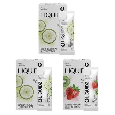 Imagem de LIQUIDZ® - Eletrólitos Zero Açúcares - Morango | Limonada - Kit 3 Caixas - 18 sachês-Unissex