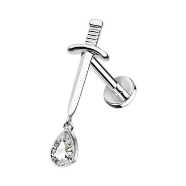 Imagem de Brinco De Piercing Tragus Em Aço Inoxidável Com Strass, Cruz Crescente