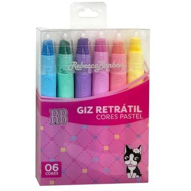 Imagem de Estojo GIZ de Cera Rebecca Bonbon Retratil 6 Cores Pastel