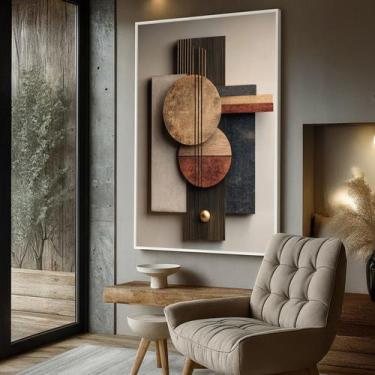 Imagem de Quadro com Moldura e Acrilico Cristal Vidro Escultura Madeira para Sal