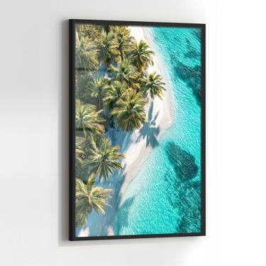 Imagem de Quadro com Moldura e Acrilico Cristal Vidro Paisagem Ilha para Sala, Q
