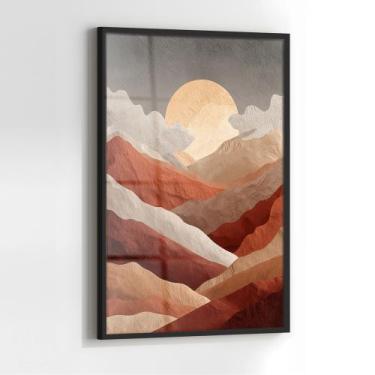 Imagem de Quadro com Moldura e Acrilico Cristal Vidro Montanha Terracota para Sa