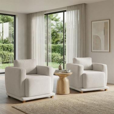 Imagem de Kit 2 Poltronas Decorativas Bridge Clássica Bouclé Premium De Luxo Para Sala Quarto Recepção Design Autoral Robusto