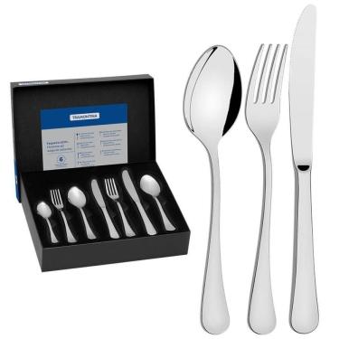 Imagem de Faqueiro Tramontina Zurique Em Aço Inox Facas De Mesa Forjadas Acabamento Brilho 42 Peças 66986180