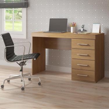 Imagem de Mesa Escrivaninha Home Office Com 4 Gavetas 120cm Menu Móveis Carvalho