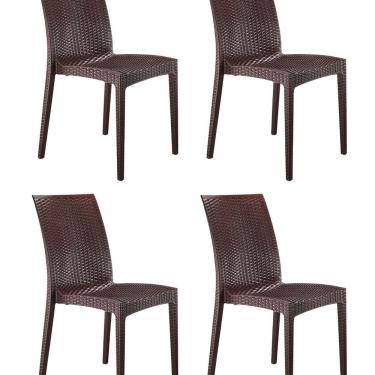 Imagem de Kit com 4 Cadeiras Polipropileno com Tramas Proteção Uv Ibiza Marrom