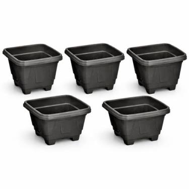 Imagem de Vaso Quadrado 10L Plástico Preto Jardim Horta Plantas Flores Resistent