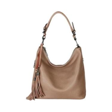 Imagem de Bolsa De Ombro Grande Em Couro Legítimo Vermelho Com Franjas Para Mulh