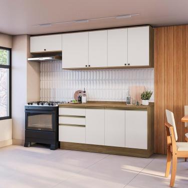 Imagem de Armário De Cozinha Completa 100% Mdf 260cm Nogueira/branco Celeste Kappesberg