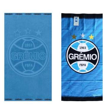 Imagem de Kit 2 Toalhas de Banho Aveludada e Jacquard Time do Grêmio Azul Buettn