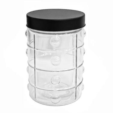 Imagem de Pote Vidro Redondo 1,2L Tampa Metal Preta - GIFTUTIL