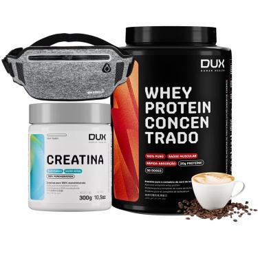 Imagem de Kit Performance Pochete Corrida Ajustavel + Creatina 300g + Whey 900g Sabores Dux Human Health-Unissex