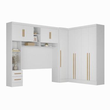Imagem de Guarda-roupa Modulado 4 Peças 9 Portas com Cabeceira até 158cm Branco