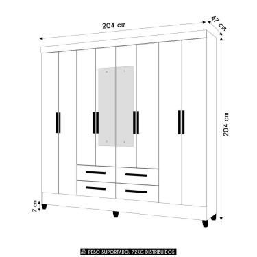 Imagem de Guarda Roupa Casal 204cm Com Espelho Vitta Freijó/cinza Z17 - Mpozenato
