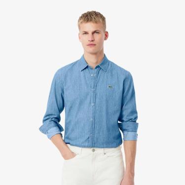 Imagem de Camisa Em Denim Leve, Ajuste Regular Lacoste Masculina-Masculino