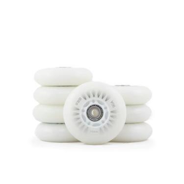 Imagem de Roda Led 70mm 90A Creme inline Roller Patins Infantil 8un, Branco