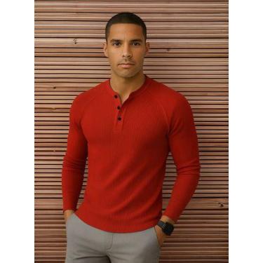 Imagem de Camiseta Manga Longa Raglan Henley - Vermelho - Multimarca, Vermelho, 