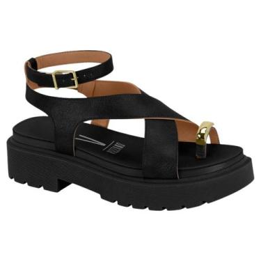 Imagem de Sandalia Tratorada Vizzano Flatform Dedo Ring Toe Lançamento, 36, Pret