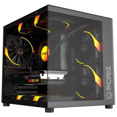Imagem de Gabinete Gamer Aquário PCYes Forcefield Mini Black Vulcan, Frontal e L