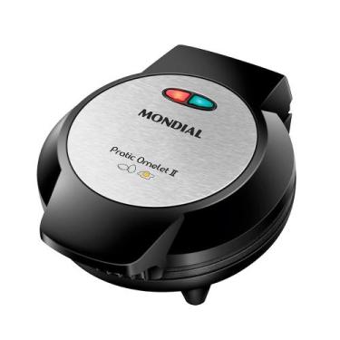 Imagem de Omeleteira Pratic Omelet II Mondial Preto e Inox 800W OM-04-BI, 220V
