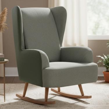 Imagem de Poltrona de Amamentação Balanço Base Milka Liz D02 Couríssimo Tramado Verde C-296 C-120...