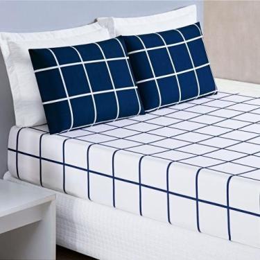 Imagem de Jogo De Cama Lençol 200 Fios Austin Queen 03 Peças - Marinho - BIA ENX